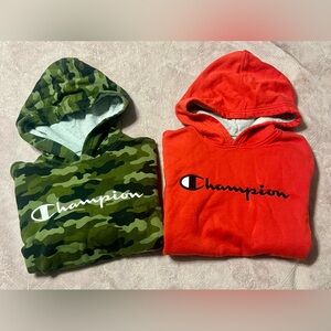 2 Youth Champion Sweatshirts Red and Camo Size XL
